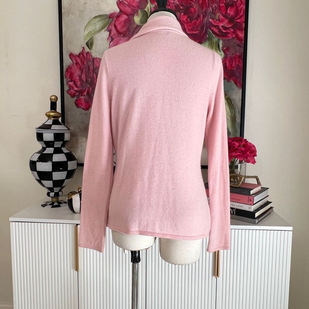 Magaschoni Women's 100% Cashmere Cardigan With Attached Scarf Pale Pink Large - Picture 4 of 7